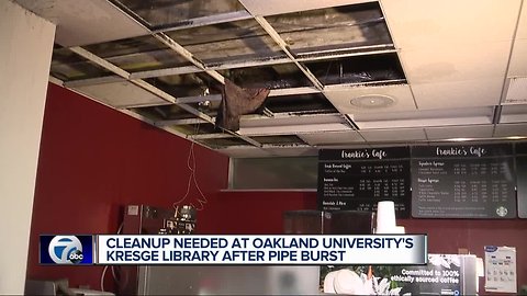 Pipe burst floods Oakland University library in Rochester