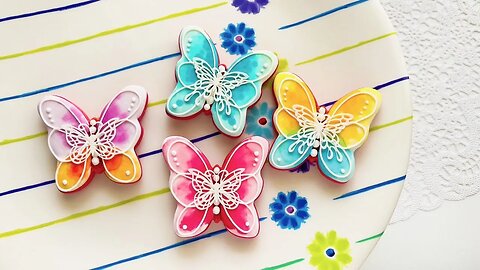 How it works. Beautiful Lacy Watercolor Butterfly Cookies🦋