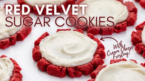 You Have to Make Red Velvet Cookies with Cream Cheese Frosting -- www.iambaker.net