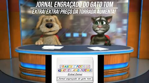 Jornal engraçado do gato tom: Preço da torrada aumenta! [Frases e Poemas]