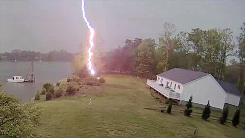 Lightning strike captured on Glen Burnie security camera