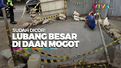 Penampakan Jalan Berlubang di Daan Mogot Kini Sudah Dicor