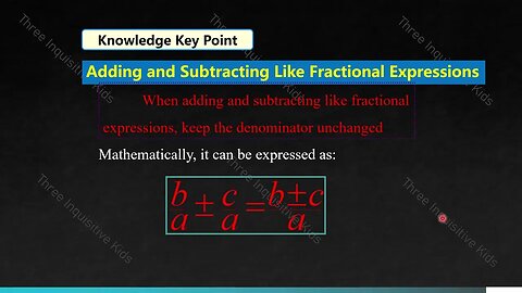 8th Grade Math|Unit 12|Add and Subtract Like Fractional Expressions | Lesson 12.3.1|Inquisitive Kids