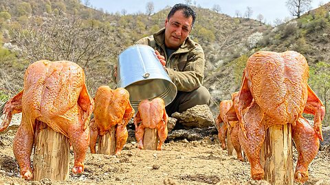 A Whole Chicken Fried Under A Bucket! An Unusual Way To Prepare A Crispy Dinner