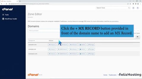 How to add an MX Record in cPanel using DNS Zone Editor with FelizHosting