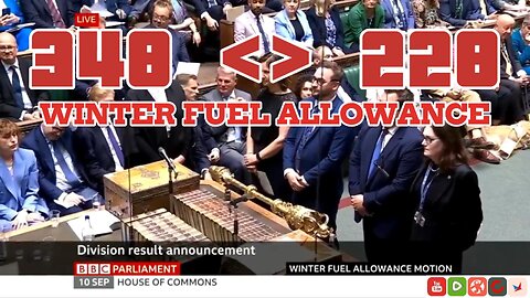 MP's vote on Winter Fuel Payment 348 for and 228 against