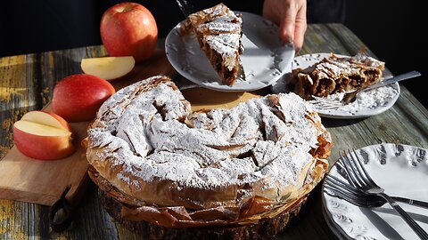 Easy Phyllo Dough Apple Pie with Walnuts and Raisins (Vegan)