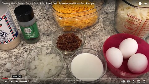 Cheesy Hash Brown Cups | Portable Breakfast Treat | Breakfast Recipe You Can Prepare in Advance.