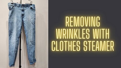 Removing Wrinkles with Clothes Steam. Jeans get a Steam