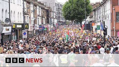 Anti-racism protests take place across England after violent unrest | BBC News