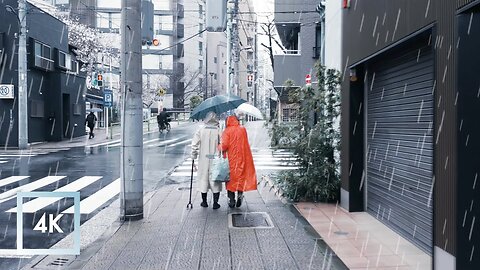 Relaxing Walk In The Rain, Ginza,, Tokyo, Japan, ASMR