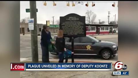 Memorial sign unveiled for fallen Howard County Deputy Carl Koontz in Russiaville