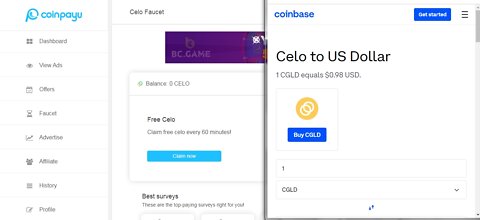 How To Get Free 815 Celo CGLD Cryptocurrency At Coinpayu Every 60 minutes With Proof