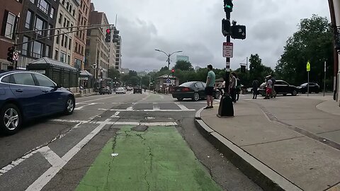 #boston #bikeride DTX Tremont St Boston Common - Traffic Signals - How to use Bike Lanes safely