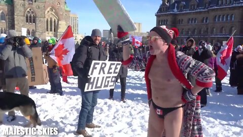 Protester in speedo looking for Trudeau #FreedomConvoy2022