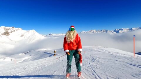 Santa Claus is Skiing to Town