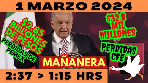 💩🐣👶 AMLITO | Mañanera *Viernes 01 de marzo 2024* | El gansito veloz 2:37 a 1:15.