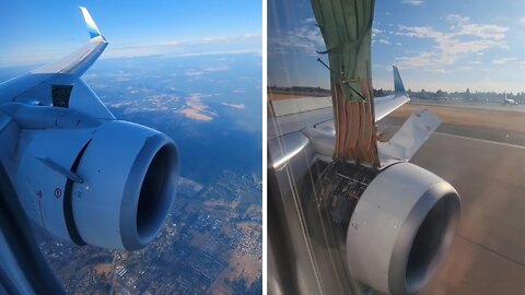 Horrifying moment paneling comes off engine mid -flight