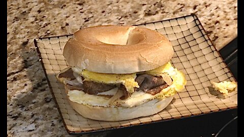 Steak egg cheese bagel