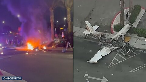 Plane crashes on the street, bursts into flames in Hawthorne