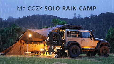 SOLO Car Camping In RAIN - Cozy Relaxing With My Dog | Sleep In A Tent