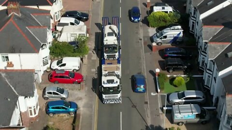 M & J Plant Hire Low Loader Leaving Porthcawl Truck Meet - Welsh Drones