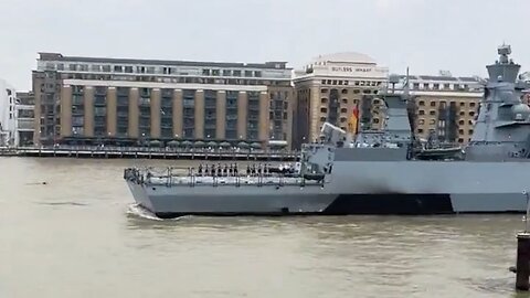 German Warship Sails Up Thames River Blasting 'Star Wars' Darth Vader Theme