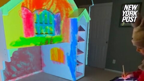 Little girl can 'color' on the walls thanks to her tech-savvy dad