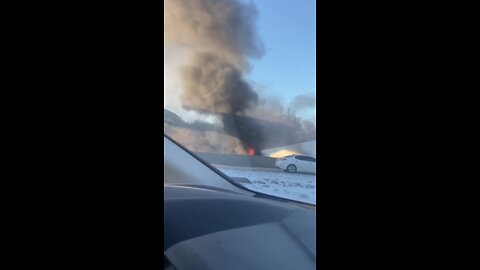 Semi ablaze at I-35 at I-435 in Claycomo — submitted by Mollie Bunkers