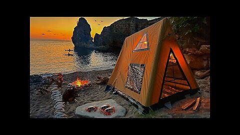 3 Days SOLO CAMPING - BIG CRAB, CATCH and COOK - BUSHCRAFT Tent Shelter - Survival Skills - ASMR