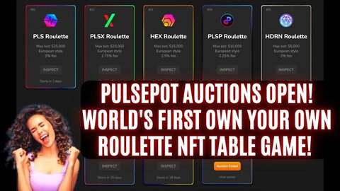 PulsePot Auctions Open! World's First Own Your Own Roulette NFT Table Game!