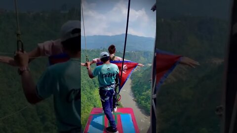 Smarika and Samarika in #bungy jump #shorts #viralvideo #viralshortsnepal