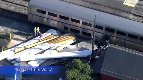 Aftermath of train striking tractor trailer in Brunswick