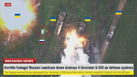 Horrible footage (Jun 04 2023) Russian kamikaze drone destroys 4 Ukrainian S-300 air defense systems