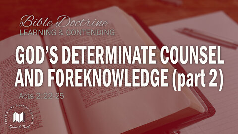 Gods Determinate Counsel And Foreknowledge (Part 2): Acts 2:22-25