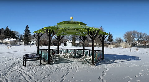 Walking in Regina, February 17, 2024: The community gardens in winter