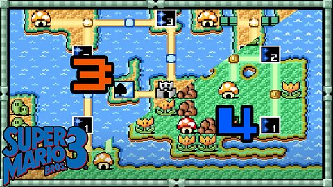 Super Mario Bros 3 (SNES) No Commentary - World 3 and 4 (Ocean Side and Big Island), no whistles