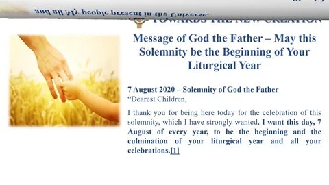 message 07 08 2020 May this Solemnity be the Beginning of Your Liturgical Year