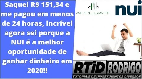 NUI INTERNACIONAL - Prova de pagamento de R$ 151,34 e pagou em menos de 24 horas!!