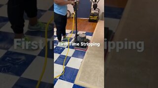 Students learn modern practices on how to strip VCT floors during class at the Academy