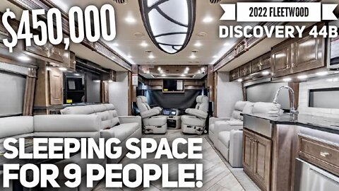 $450,000 Motorhome with Beds for 9 People! 2022 Fleetwood Discovery 44b