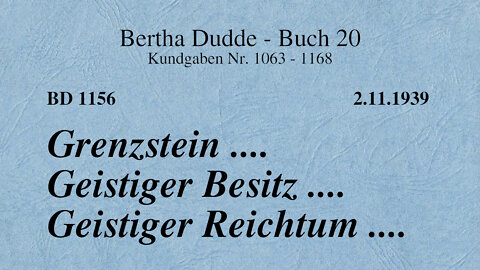 BD 1156 - GRENZSTEIN .... GEISTIGER BESITZ .... GEISTIGER REICHTUM ....