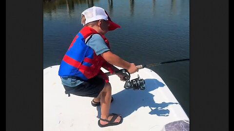 Waylon Catches His First Red Drum