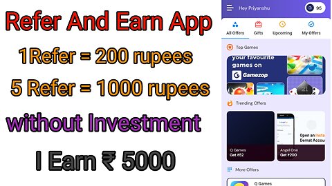 Refer and earn app | Best refer and earning app | 1 Refer= 200 | Refer and earn app without kyc |