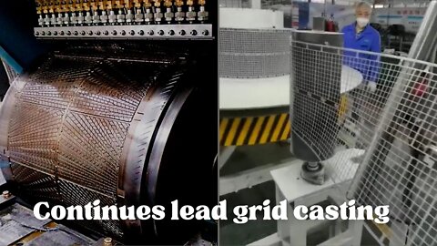 Continues lead grid casting and auto pasting in grid. Lead acid battery plates manufacturing.