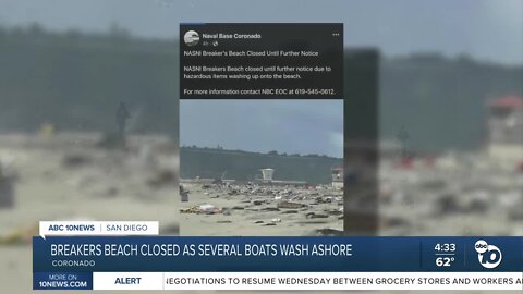 Breakers Beach closed as boats wash ashore