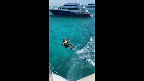 Kite Surfer Crashes into Mega Yacht