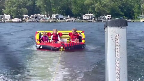 Our puppy went SWIMMING for the first time (and the kids went tubing) #summer #summervibes