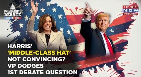 Trump Watches As Kamala Harris Dodges 1st Debate Question- VP's 'Middle-Class' Hat Not Convincing