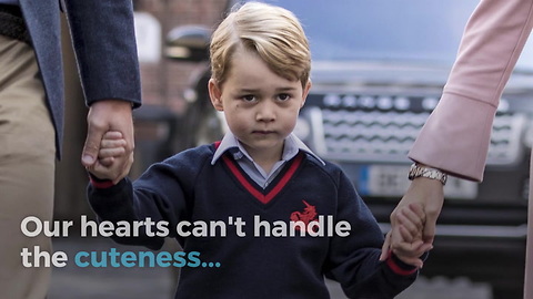 Prince George looks adorably nervous on his first day of school